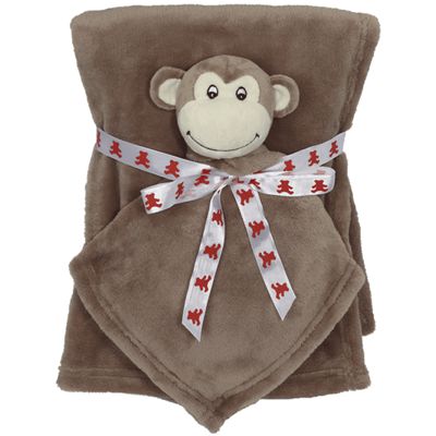 MINI BLANKEY SET MONKEY 76x102 CM / 41 CM BROWN