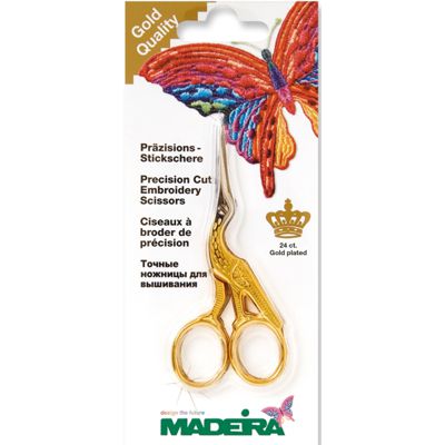 MADEIRA GOLD PLATED STORK  SCISSORS 9 CM