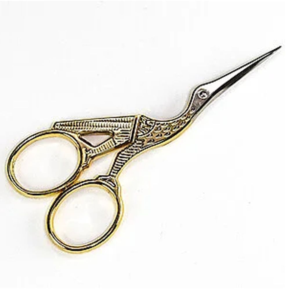 MADEIRA GOLD PLATED STORK  SCISSORS 9 CM